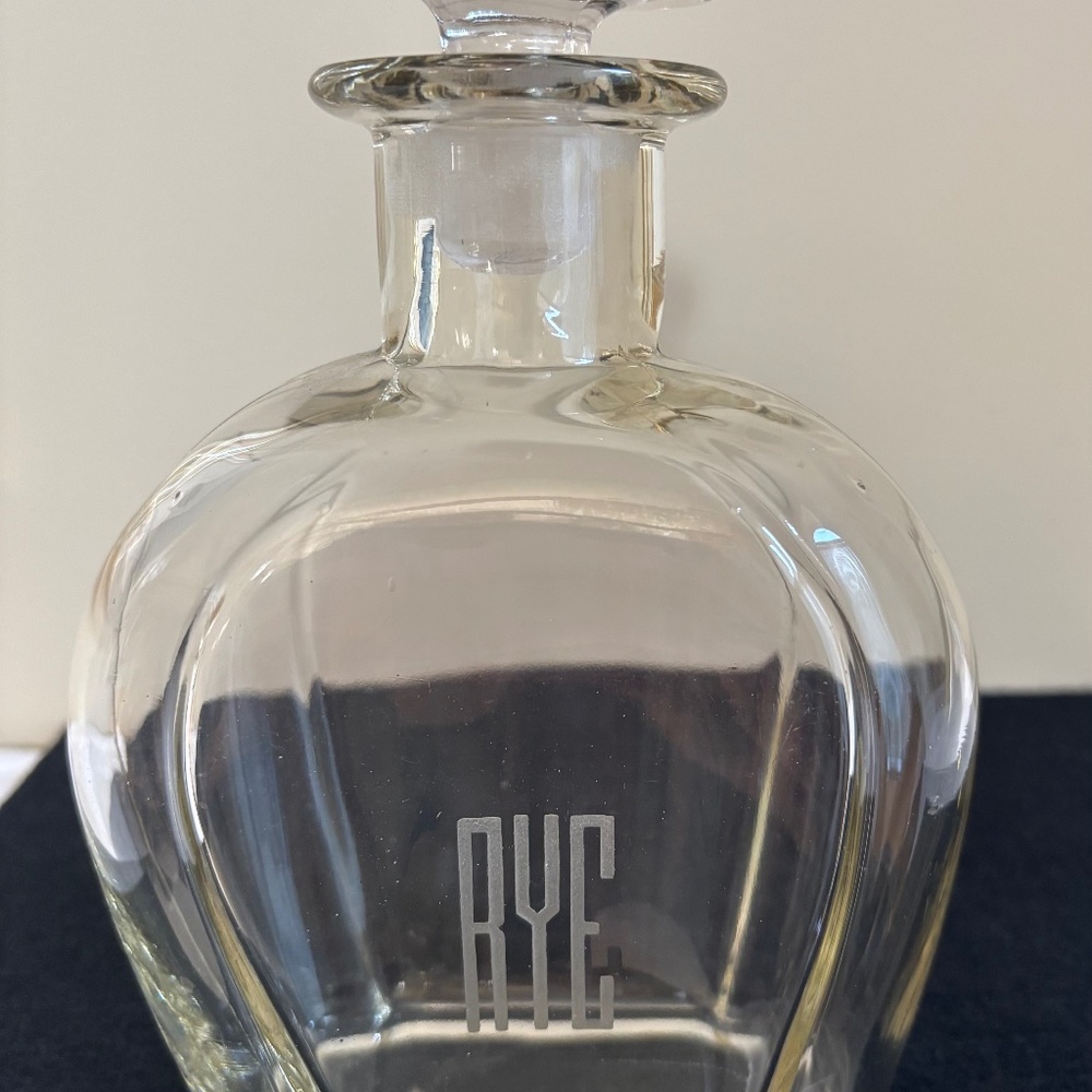 Clear Glass RYE Decanter with Stopper